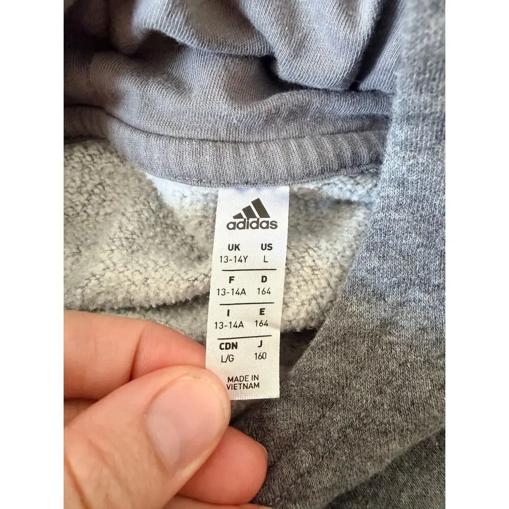 Adidas Youth Large Gray Soccer Training Hoodie with Crest